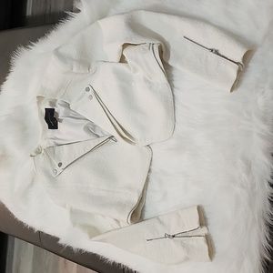 White sassy, textured BCBGMaxazria above waist jacket